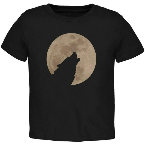 Wolf Howling Moon Silhouette Toddler T Shirt Black 3T