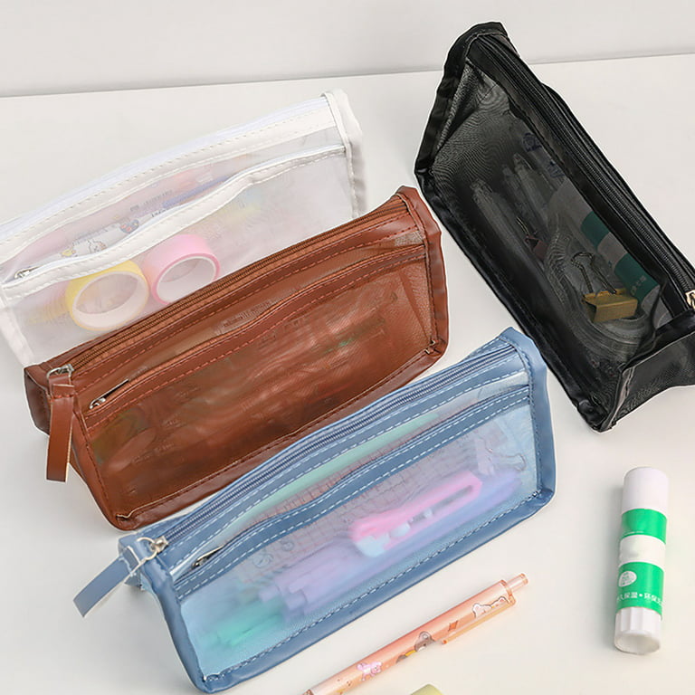 OAVQHLG3B Mesh Pen Bag, Zipper Mesh Pouch, Multifunctional Clear Pencil  Case Organizer Stationery Storage Bag for Office Supplies Cosmetics Makeup