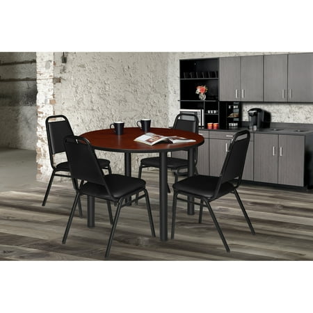 Regency Kee 42 in. Medium Round Breakroom Table- Cherry Top Black Legs