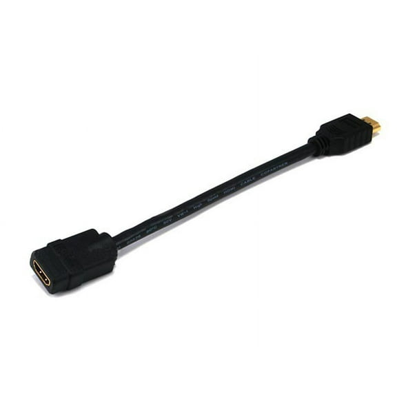 Monoprice 8-inch 28AWG High Speed Male to Female HDMI Port Saver - Black