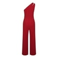 thumbnail image 4 of hotojiny Women's One-Shoulder Sleeveless Jumpsuits High Waist Casual One-Piece Pant Outfit Solid Jumpsuit Romper with Belt, 4 of 6