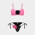thumbnail image 4 of Trajes baño piezas con cuello Halter para mujer, 3 uds., Top con cuello Halter y bragas con lazo lateral, traje con, 4 of 5