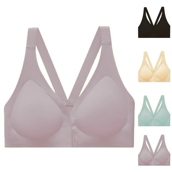 Darzheoy Women's Fashionable Solid Color Beauty Back Gathered Side Breast Daily Bra Sports Bra 40/90BC