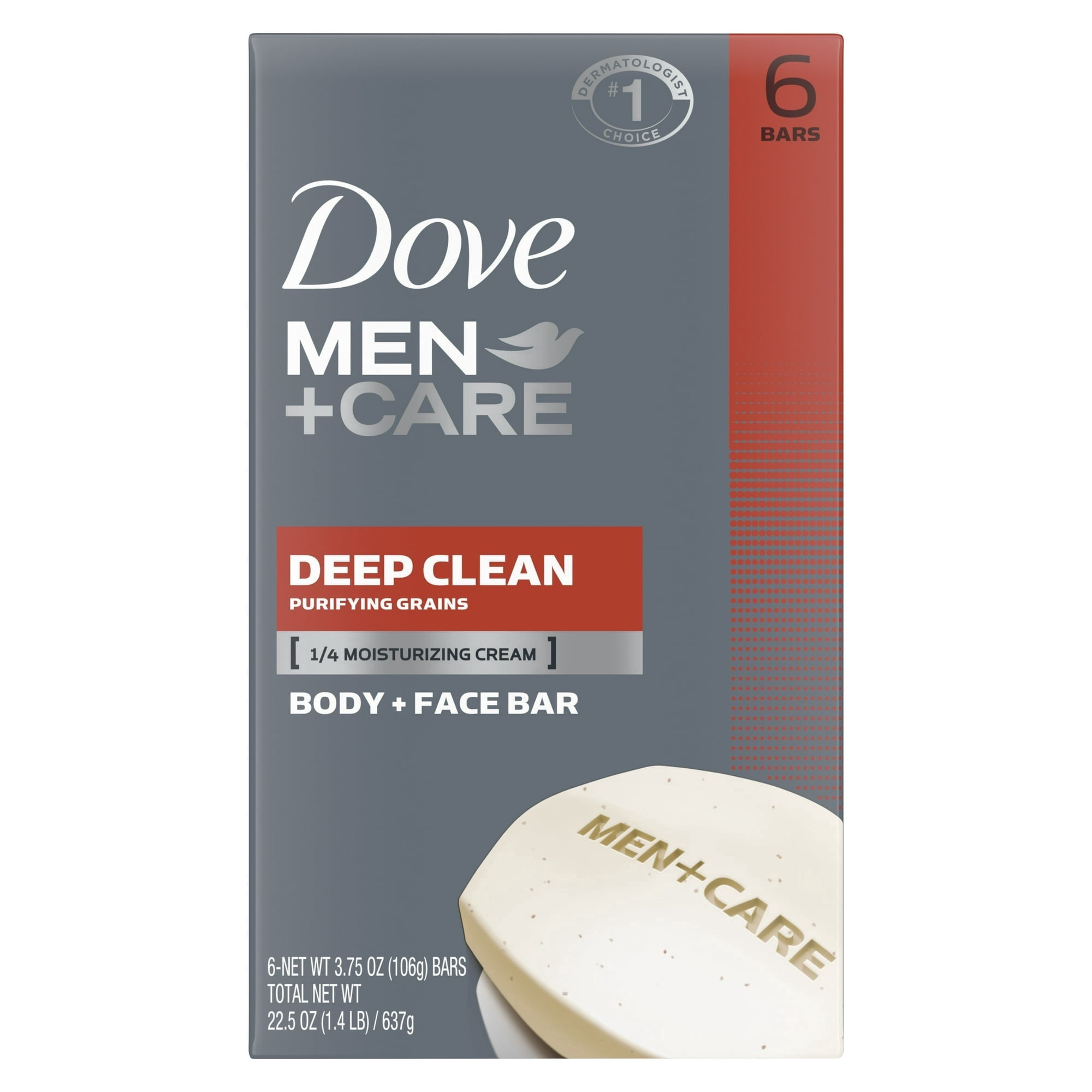 Dove Men+Care Deep Clean Beauty Bar Soap 3.75 oz 6-Bar (6 Pack)