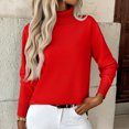 thumbnail image 2 of 2025 Sweaters for Women Long Sleeve Turtleneck Tops Fall Winter Soft Warm Cozy Wool Knit Sweater Pullover Red 3XL, 2 of 5