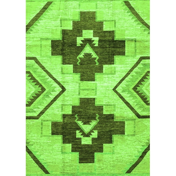 Ahgly Company Indoor Rectangle Southwestern Green Country Area Rugs, 2' x 3'