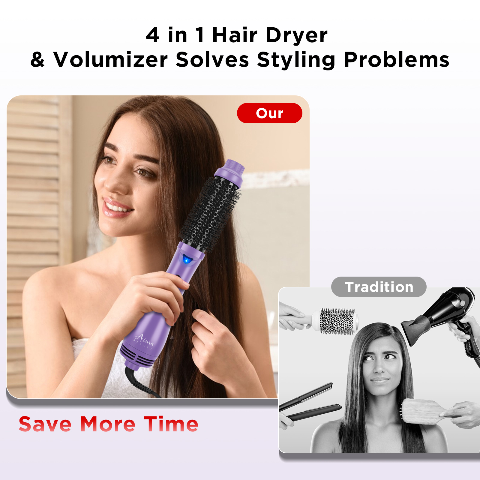 Aima Beauty 4 in 1 Hair Dryer Brush, Blow Dryer Brush with
