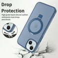 thumbnail image 3 of Dteck Magnetic Case for iPhone 15,Shockproof Matte Translucent PC Case Compatible with Mag Safe Ring Holder Kickstand Silicone Bumper Cover for iPhone 15,Blue, 3 of 6
