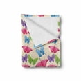 thumbnail image 2 of Modern Soft Flannel Fleece Throw Blanket, Colorful Butterflies in Vibrant Tones Moths Wings Kids Girls Design, Cozy Plush for Indoor and Outdoor Use, 50" x 70", Multicolor, by Ambesonne, 2 of 6