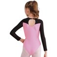thumbnail image 2 of YiZYiF Kids Girls Rhythmic Gymnastics Jumpsuit Long Sleeve Ballet Dance Leotard Shiny Rhinestones Metallic Bodysuit Pink 14, 2 of 7