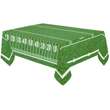 MYPOP American Football Field Cotton Linen Tablecloth 60x120 Inches, Green Sport Play Field Desk Sofa Table Cloth Cover for Christmas Party Decor Home Decorations