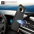 thumbnail image 6 of Slim Hard PC Case Compatible with Google Pixel 9a, PU Leather Card Holder Back Case Kickstand Shock-absorbing Car Magnetic Case Cover Designed for Google Pixel 9a, Black, 6 of 7
