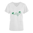 thumbnail image 4 of lcziwo Lucky Clover Rainbow Shirts for Women 2025 St Patrick's Day Short Sleeve Irish Shirts Loose Fit V-Neck Scrubs Tops with Pockets White M Lightning Sale, 4 of 7