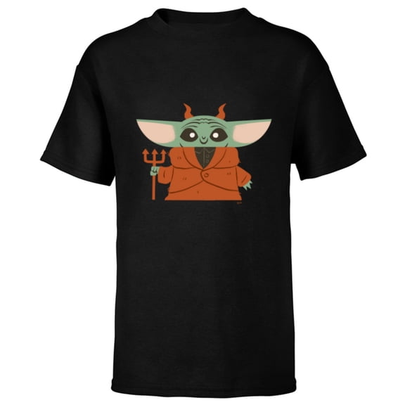 Star Wars Grogu Halloween Little Devil Costume - Short Sleeve T-Shirt for Kids - Customized-Black