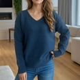 thumbnail image 2 of GigrtiJin Womens Pullover Sweaters Fall Winter Knitted Loose Long Sleeve Blouse Fashion V-Neck Casual Comfy Tops, 2 of 5