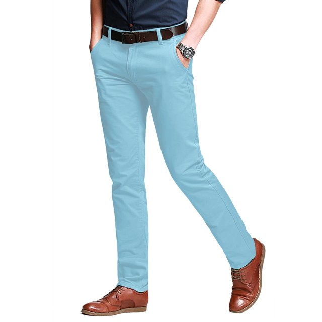 Pantalones para Hombre Ajustados de Corte Recto y Bajo Entallado Azul Marino Talle 34