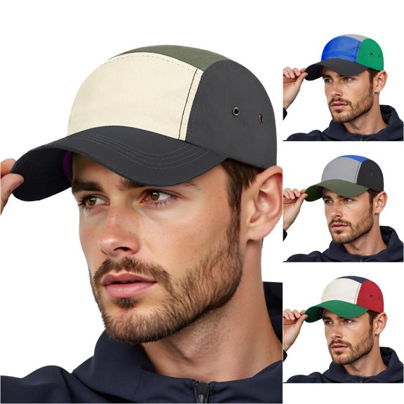 XIAOCHA Mens Color Block Baseball Cap Shapeable Brim Outdoor Dad Hat,Green