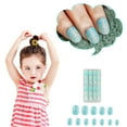 thumbnail image 3 of PFDDRW Sparkling 24pcs Kids Childrens Girl Fake Stick Press On Finger Cover Nails, 3 of 8