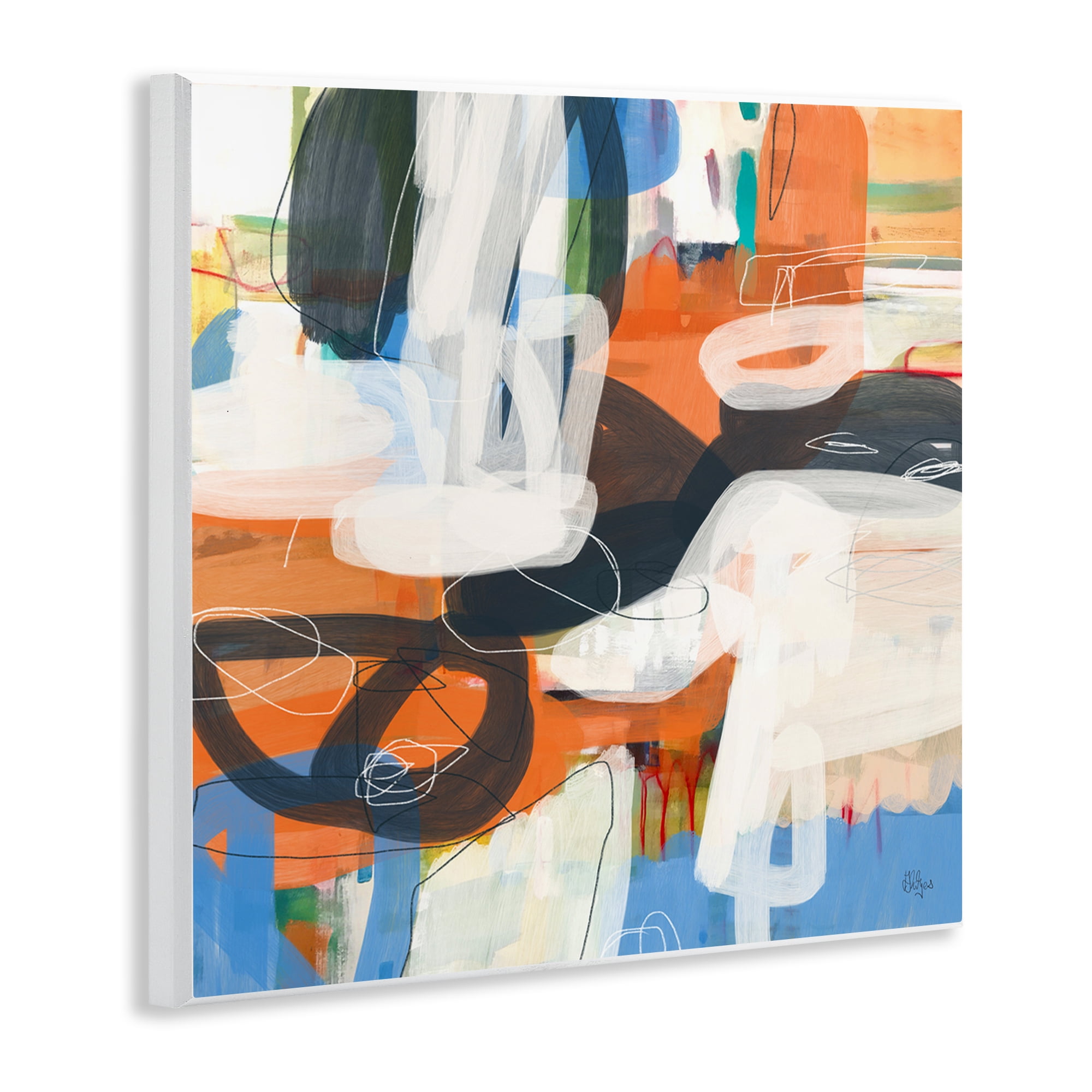 Stupell Industries Abstract Squiggle Distortion Abstract Painting Unframed Art Print Wall Art, 12 x 12