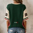 thumbnail image 3 of Mexico 2026 Soccer Cup Fan Jersey for Women, Round Neck Three-Quarter Sleeve T-Shirt with Vintage Floral & Letter Print, Breathable Casual Sports Tee Pullover Top, 1 PC Army Green L, 3 of 3