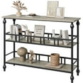 thumbnail image 1 of 43" 3-Tier Narrow Console Table, Entryway/Sofa Table with Shelves for Living Room, Hallway, Bedroom, Rustic Gray., 1 of 6
