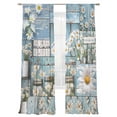 thumbnail image 6 of Farmhouse Daisies Sheer Curtains for Living Room Bedroom Summer Spring Botanical Wooden Grain Sheer Curtains 108 Inch Long 2 Panels Set Light Filtering Curtain Window Treatments Drapes, 6 of 6