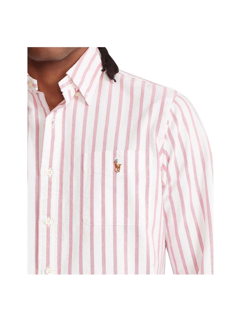 Polo Ralph Lauren PINK WHITE Big & Tall Striped Cotton Oxford