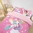 thumbnail image 2 of Metsweet Cute Unicorn Duvet Cover Queen, Cartoon Rainbow Animal Queen Bedding,Pink Reversible,3-Piece,1 Duvet Cover and 2 Pillowcases, 2 of 6