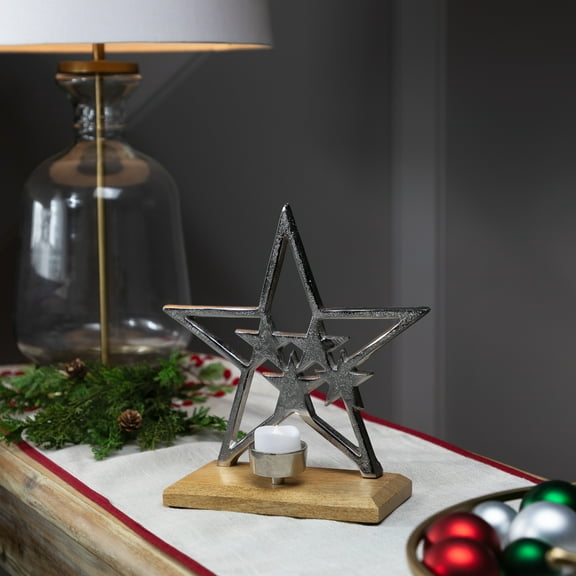 Northlight Stars Within a Star Metal Tealight Candle Holder - 9.5"