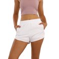 thumbnail image 1 of hirigin Women Running Shorts, Solid Color Double Layer Elastic Waist Loose Casual Gym Short Pants with Zip Pocket, 1 of 9