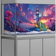 thumbnail image 6 of Aquarium Background with Cloud Sky Design, Fantasy Landscape Tapestry Trippy Neon Galaxy Space Fish Tank, Nature Lighthouse Lake Tapestry Wall Hanging Decor for Home, 6 of 6