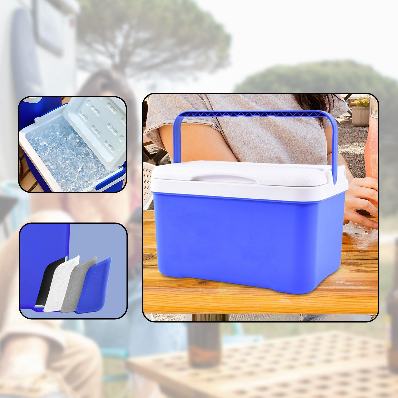QccHieUs Insulated Cooler Box Car Refrigerator Leakproof Fridge Hot Cold Retention Cooler 6L