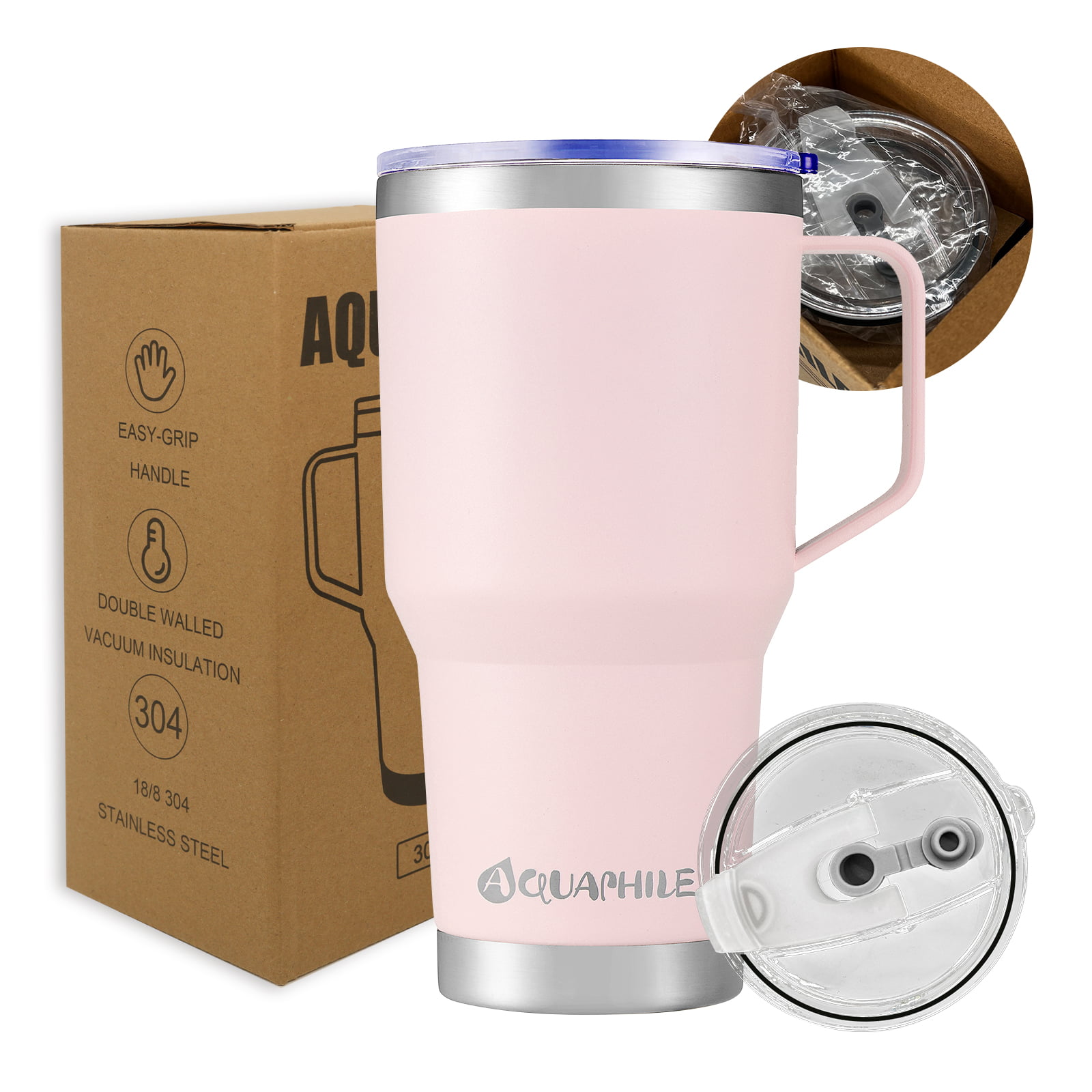 AQUAPHILE Reusable Coffee Cup, Coffee Travel Mug with Leak-proof Lid,  Thermal Mug Double Walled Insulated Cup, Stainless Steel Portable Cup with  Rubber Grip, for Hot and Cold Drinks(New-White, 12 oz) - Yahoo