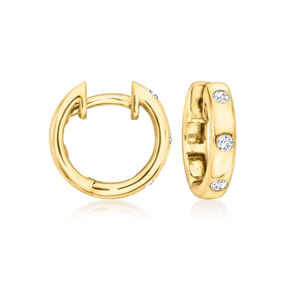 Ross-Simons 0.20 ct. t.w. Diamond Hoop Earrings in 18kt Gold Over Sterling, Women's, Adult