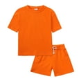 thumbnail image 5 of Hessimy Back to School Outfit Toddler Boy Short Sleeve Cartoon Print Shirt and Shorts First Day of School Summer Clothes Set,Kid Friendly（Orange,8-9 Years), 5 of 5