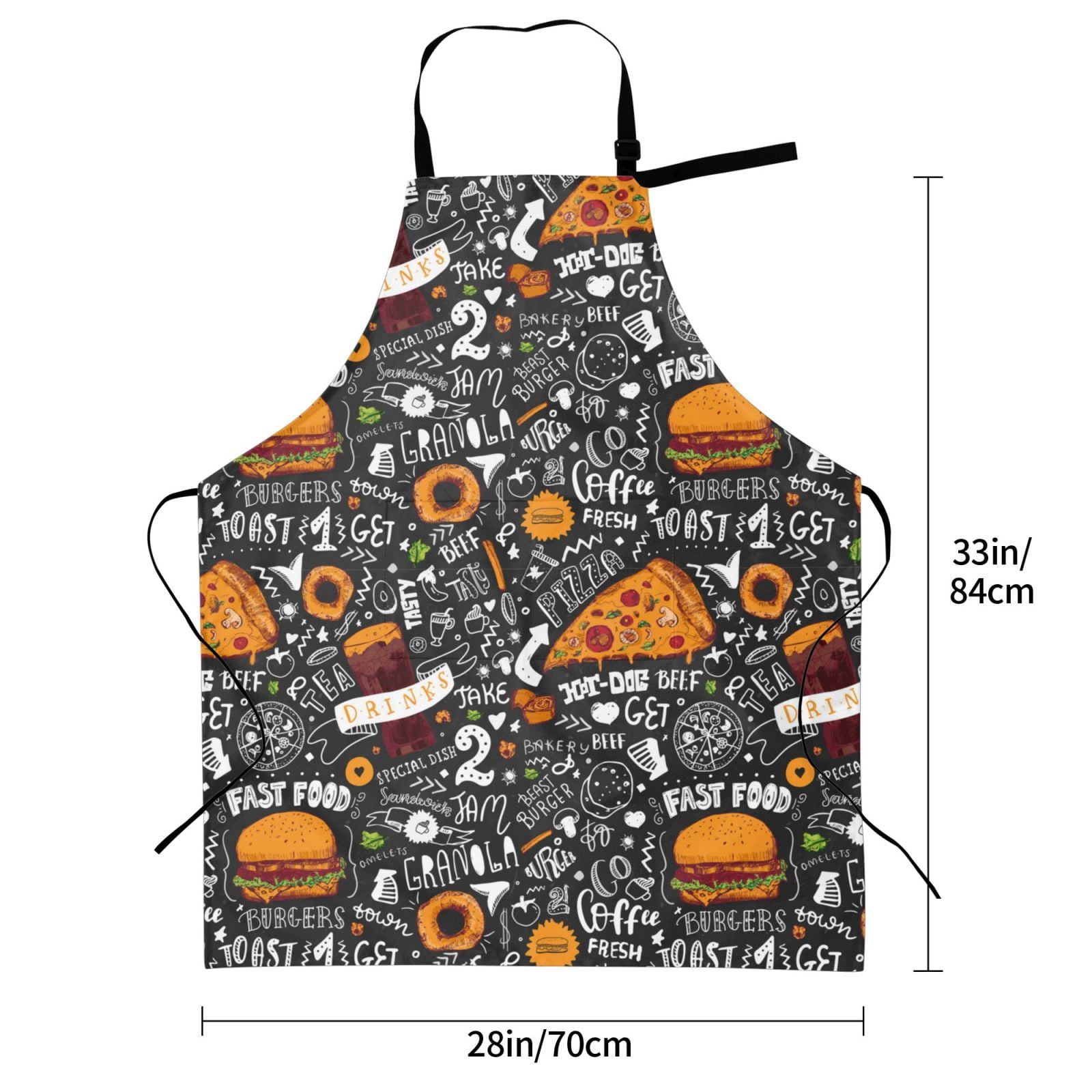 Kdxio Fastfood 1 Apron with Pockets Adjustable Kitchen Aprons for Men Women Waterproof Aprons for Cooking,Drawing,Crafting, Baking Household Cleaning