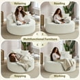 thumbnail image 6 of Aukfa Oversized Round Chaise Longue Chair Indoor, 56-inch Upholstered Corduroy Deep Seat Circle Cloud Sofa Chair, White, 6 of 8