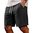 thumbnail image 2 of Mens Lounge Sweat Shorts, 7" Casual Elastic Waist Gym Workout Shorts with Elastic Waist And Drawstring Featuring Solid Color Design Black XXXL, 2 of 5