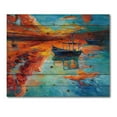thumbnail image 3 of Designart 'Boat At The Lake During Evening Glow IV' Nautical & Coastal Print on Natural Pine Wood, 3 of 5