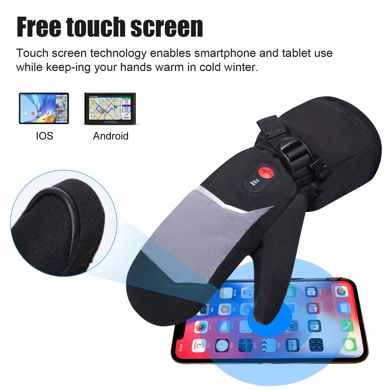SUN WILL Heated Ski Gloves Mens Women Kids Mittens Electric Rechargeable Battery Gloves for Winter Skiing Skating Snow Camping Hiking Heated Arthritis Hand Warmer Gloves