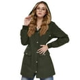 thumbnail image 4 of Rain Jacket for Women Long Sleeve Windproof Waterproof Hooded Zip Up Raincoat Windbreaker with Pockets Outerwear, 4 of 8