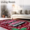 thumbnail image 2 of ODIKA 4'x6' Machine Washable Non-Slip Area Rug, Latch Hook Kit Vintage Automobile Festive Canvas Needlework High Traffic Rug, Red, 654143, 2 of 7