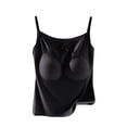 thumbnail image 3 of Tank Tops for Women Built in Bra Backless Basic Double Lined Summer Spaghetti Strap Sleeveless Cami Workout Shirts with Molded Cups and Adjustable Straps Black L, 3 of 8