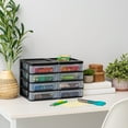 thumbnail image 2 of IRIS Small 4-Drawer Compact Desktop Organizer, Stacking Desktop Unit, Black-Clear, Set of 2, 2 of 6