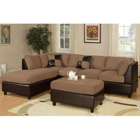 Sectional Sofas Durable Fabric Sofa, Microfiber And Faux Leather Sectional Sofa