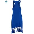 thumbnail image 6 of Deago Women's Summer Solid Sleeveless Beach Dress Bikini Cover Up Casual Tassel Sun Dress Vacation Short Dresses (Blue, L), 6 of 7
