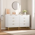 thumbnail image 2 of EastVita Modern 5 Drawer Dresser Wide Chest with Gold Metal Legs and Handles Wood Storage Organizer for Bedroom Living Room Hallway White, 2 of 6