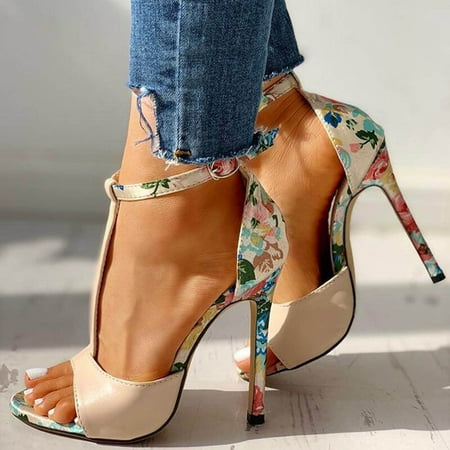 

EQWLJWE Women Ladies Summer Sexy Hollow Fish Mouth Thin High Heel Sandals Casual Shoes Women s High Heels Holiday Clearance