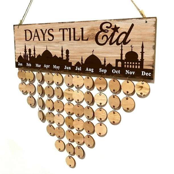 Bewildely Lasser Bairam calendario de estilo musulmán recordatorio de colgante decoración de pared tablero de decoraciones DIY suministros Decoración del hogar JM01085 Bewildely HA011598-01