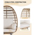 thumbnail image 4 of Oversized 360° Swivel Rattan Egg Chair w/ Beige Cushion – Weatherproof PE Wicker, Steel Frame – for Patio, Garden & Indoor Use, 4 of 7